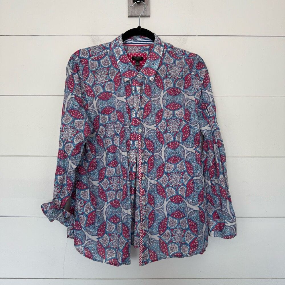 Talbots Women’s XLP Patterned Button Down Blouse Office Core Career